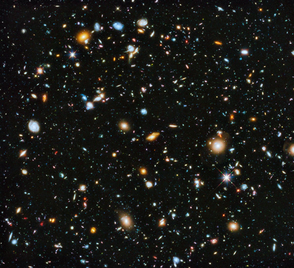 Image revealing infinite cosmic depths from the Hubble Ultra Deep Field.