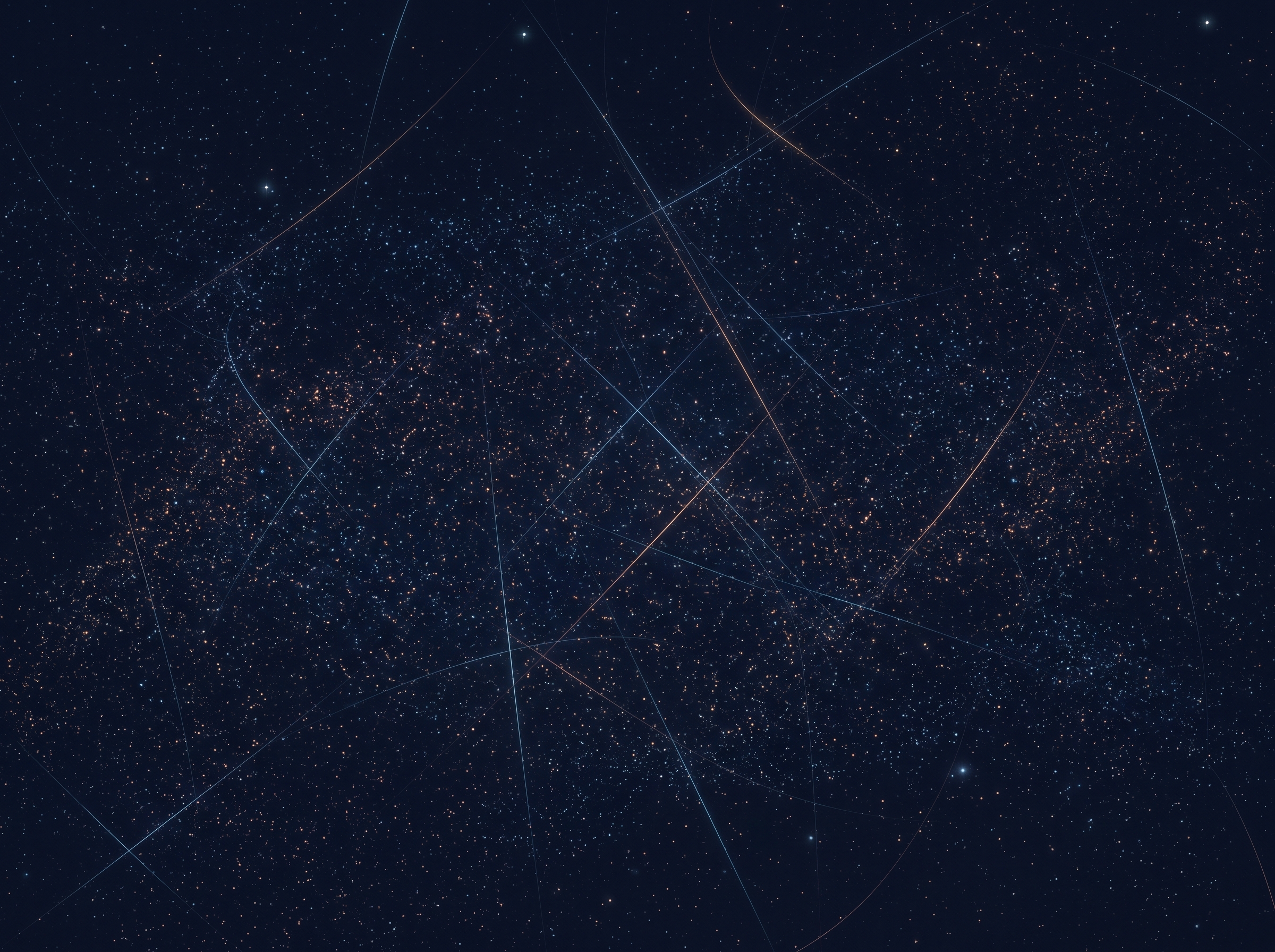 A vast faint field of tiny glowing particles filling all of space evenly, suggesting an invisible medium rather than empty darkness.